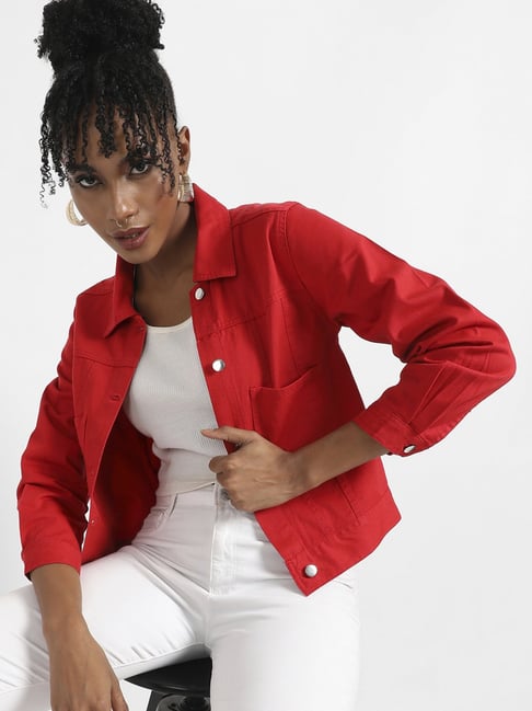 Campus Sutra Red Cotton Jacket-picture-16