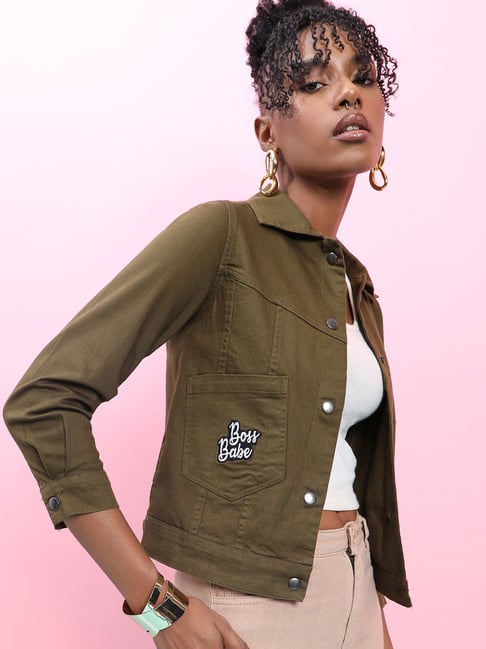 Campus Sutra Green Cotton Jacket-picture-13