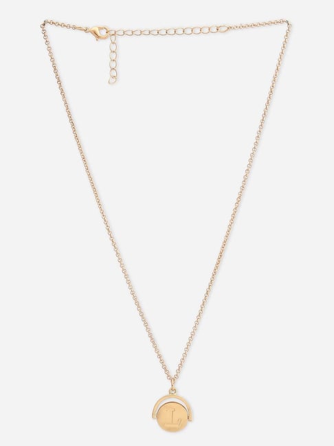 ToniQ Gold Plated Personalized Initial Alphabet L Pendant Necklace-picture-37