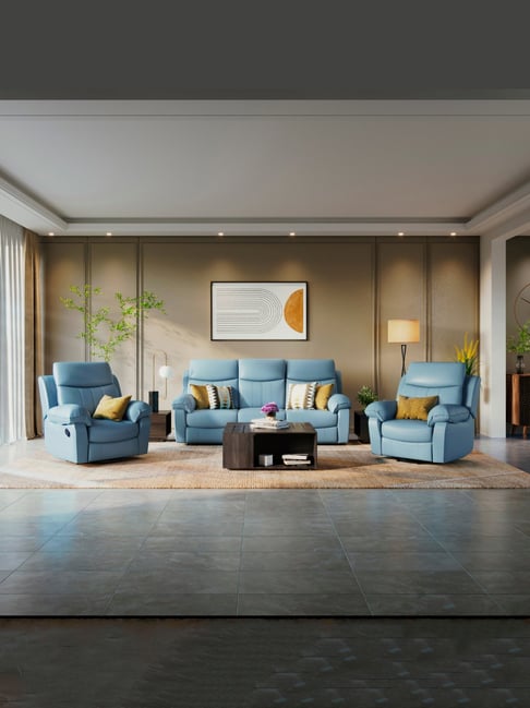 Godrej Interio Alantra Blue Wood 1 Seater Recliner Sofa-picture-48