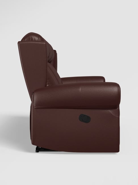 Buy Godrej Interio Clermont Brown Leatherette Recliner Sofa at