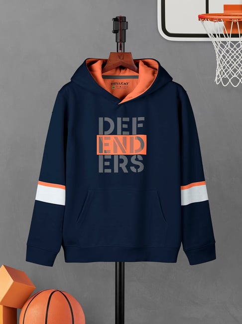 HELLCAT Kids Navy Graphic Print Full Sleeves Sweatshirt