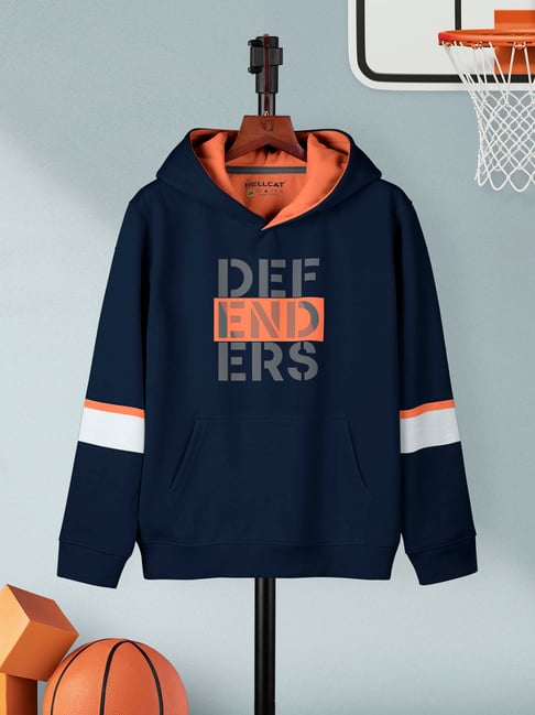 HELLCAT Kids Navy Graphic Print Full Sleeves Sweatshirt