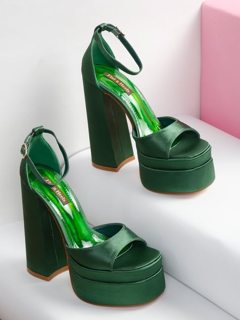 Green ankle best sale strap heels