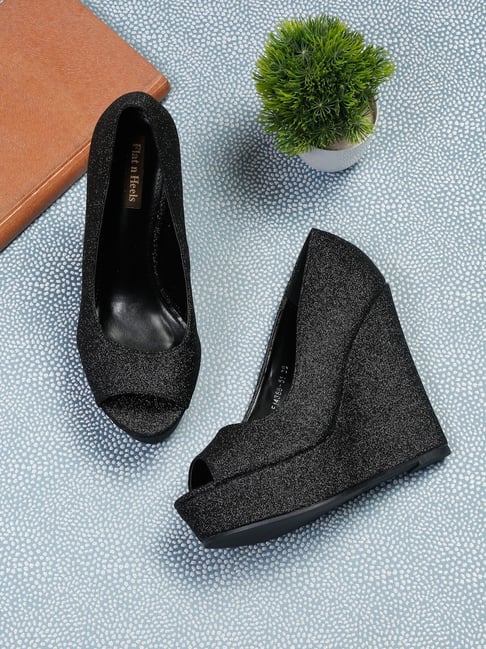 Black glitter wedges new arrivals