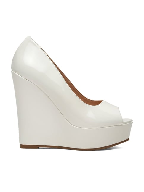 White Pu Buckle Ankle Strap High Heels – No Doubt Shoes
