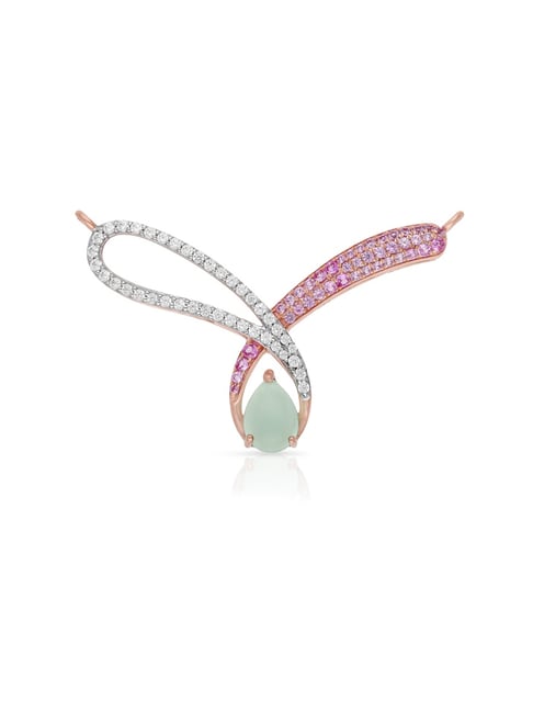 Malabar Gold and Diamonds 18k Rose Gold Tanmanyas Diamond Pendant with Chain for Women-picture-17