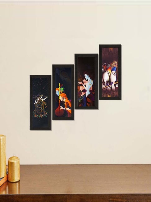 eCraftIndia Set of 4 Radha Krishna Satin Matt Texture UV Art Painting-picture-35