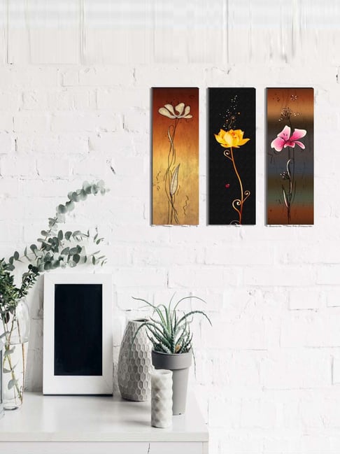 eCraftIndia 6MM MDF Set of 3 Botanical Floral Satin Matt Texture UV Art Painting-picture-11