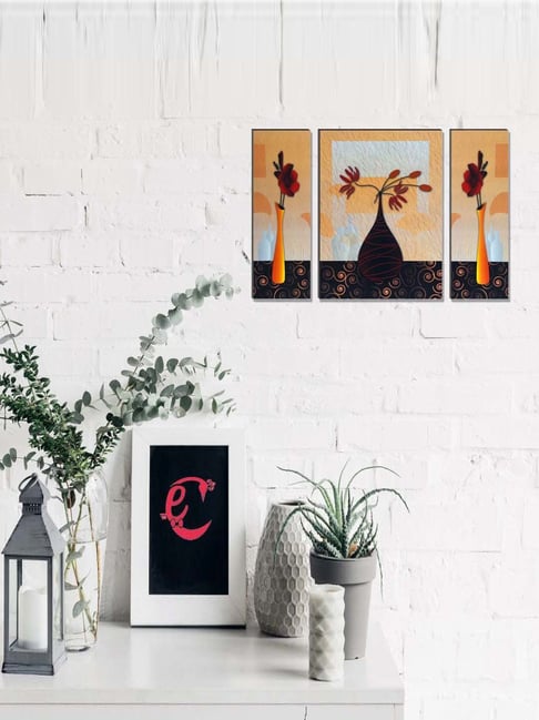 eCraftIndia 6MM MDF Set of 3 Botanical Floral Satin Matt Texture UV Art Painting-picture-32