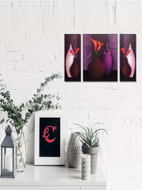 eCraftIndia 6MM MDF Set of 3 Botanical Floral Satin Matt Texture UV Art Painting-picture-33