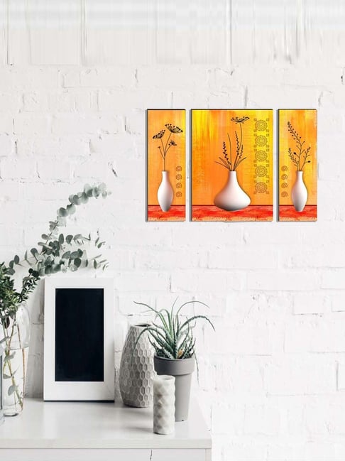 eCraftIndia 6MM MDF Set of 3 Botanical Floral Satin Matt Texture UV Art Painting-picture-34