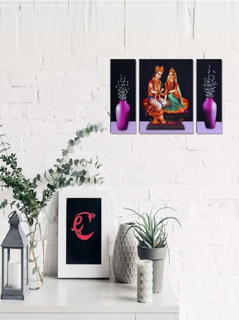 eCraftIndia 6MM MDF Set of 3 Radha Krishna Satin Matt Texture UV Art Painting-picture-35