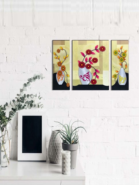 eCraftIndia 6MM MDF Set of 3 Botanical Floral Satin Matt Texture UV Art Painting-picture-37