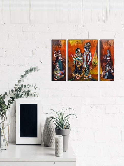 eCraftIndia 6MM MDF Set of 3 Radha Krishna Satin Matt Texture UV Art Painting-picture-20