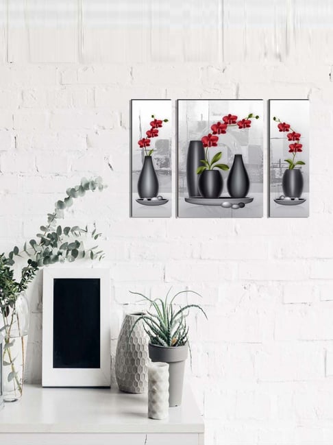 eCraftIndia 6MM MDF Set of 3 Botanical Floral Satin Matt Texture UV Art Painting-picture-26