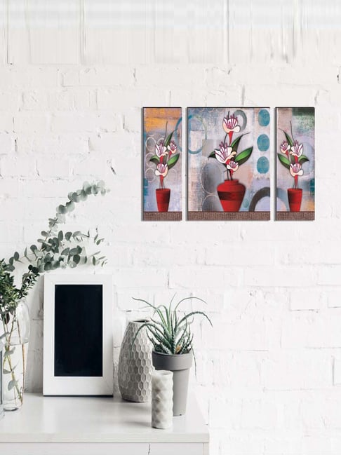 eCraftIndia 6MM MDF Set of 3 Botanical Floral Satin Matt Texture UV Art Painting-picture-28