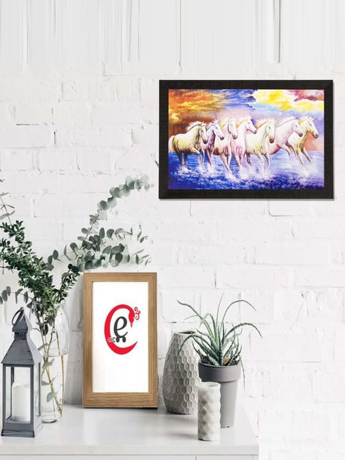 eCraftIndia Lucky White Running Horses Matt Textured UV Art Painting-picture-21