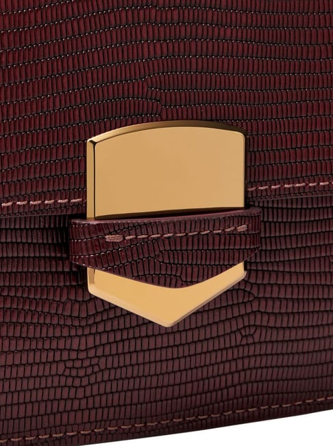 Buy Fossil Lennox Maroon Textured Medium Cross Body Bag Online At - Main Image