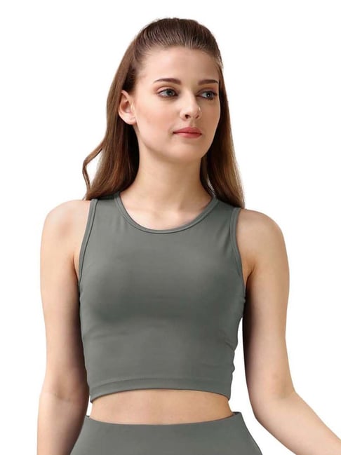 Buy Soie Grey Regular Fit Sports Crop Top for Women Online Tata CLiQ