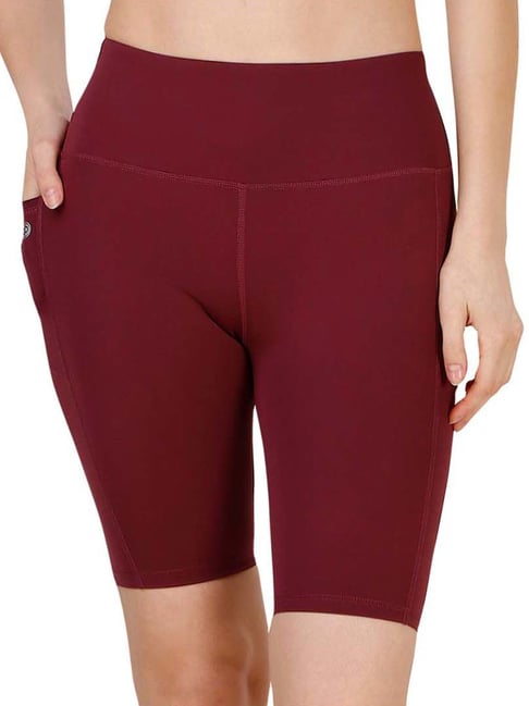 Maroon high waisted shorts deals