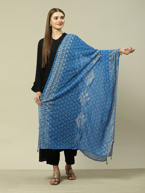 Rangriti Blue Printed Dupatta