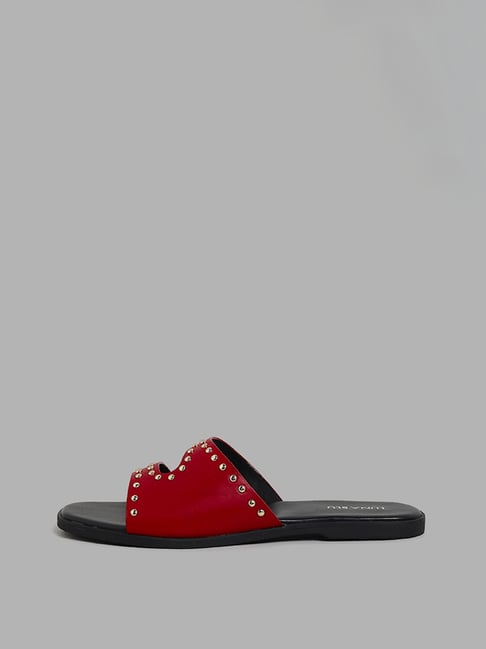 Nadia Red & Silver Studded Flats