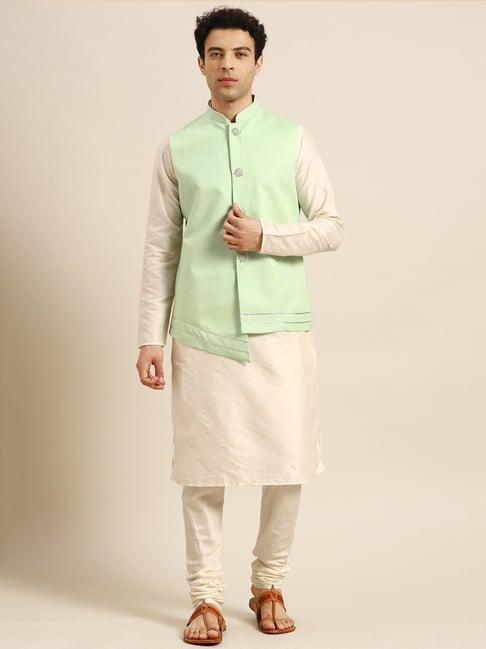 Woven Art Silk Jacquard Nehru Jacket in Light Olive Green | Mens kurta  designs, Nehru jackets, Indian men fashion