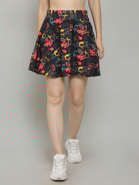 N-Gal Black Printed Mini Skirt
