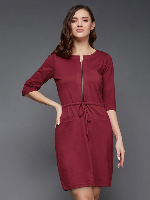 Maroon hot sale shift dress