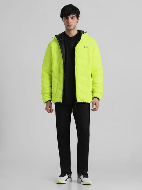 Rain jacket and windbreaker in fluorescent green