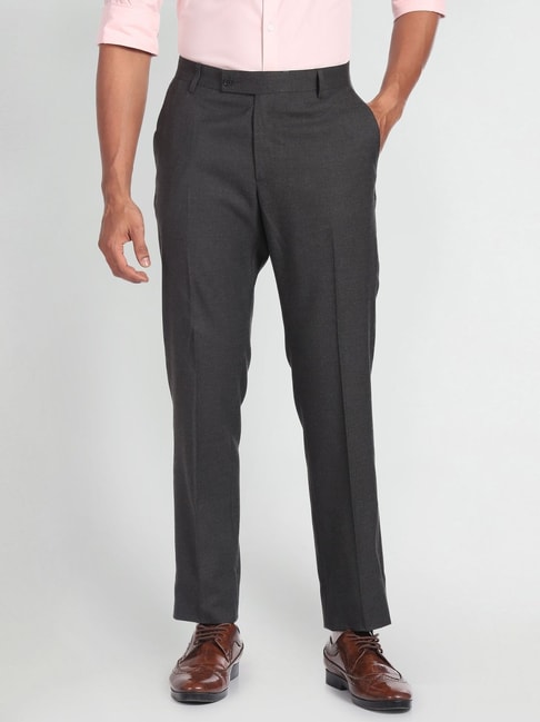 Buy Arrow Charcoal Grey Regular Fit Trousers for Mens Online @ Tata CLiQ