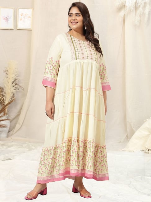 MIRCHI FASHION Beige Embroidered Maxi Dress