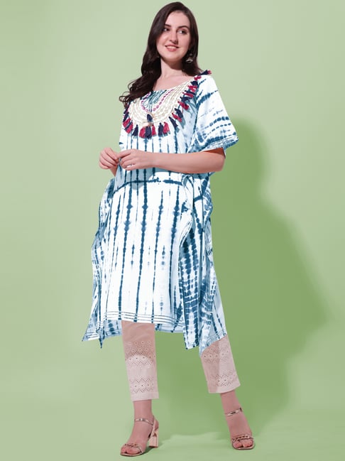 MIRCHI FASHION White & Blue Embroidered A Line Kaftan-picture-37