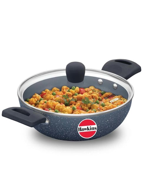 Hawkins Black Ceramic Induction Deep Kadhai With Glass Lid (Ick175G) (1.75 L)