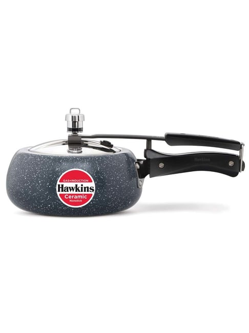 Hawkins Black Ceramic Induction Inner Lid Contura Shaped Pressure Cooker (Icc20) (2 L)