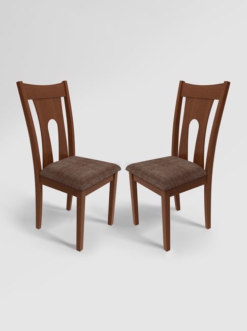 Buy Godrej Interio Honey Brown Wood Dining Chair (Set of 2) at