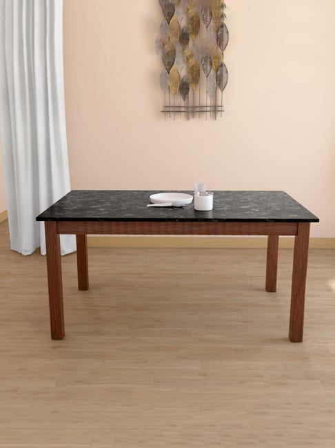 Buy Godrej Interio Onyx Black Brown Rubber Wood Seater Dining