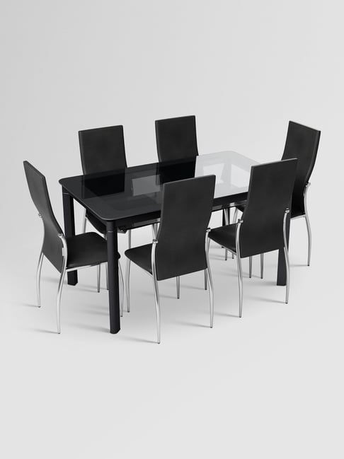 Buy Godrej Interio Brawn Black Grey Dining Table Set at Best
