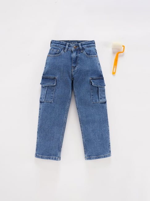 Ed-a-Mamma Kids Blue Cotton Washed Jeggings