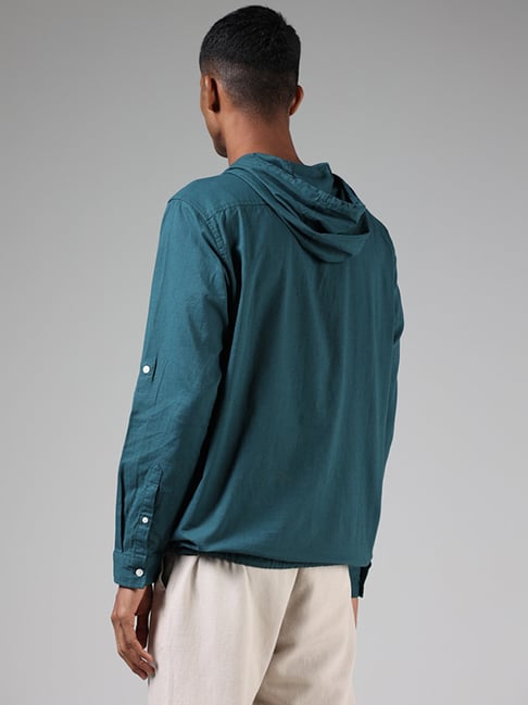 ETA by Westside Teal Resort Fit Zipper Hoodie Shirt