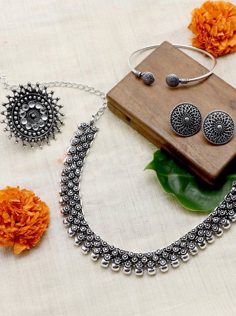Jewellery Sets Silver Necklace Flipkart Flipkart Black Metal