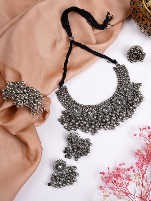 Teejh Pitara Collection Deeher Oxidized Jewellery Set