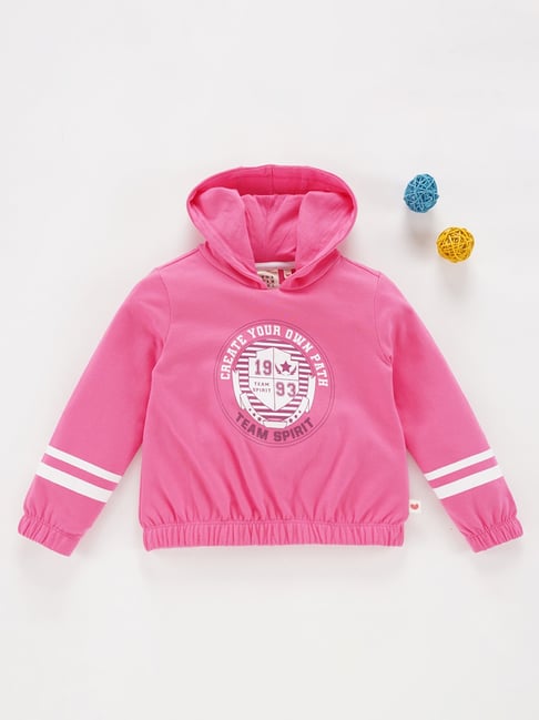 Ed-a-Mamma Kids Pink Printed Full SleevesHoodie-picture-14