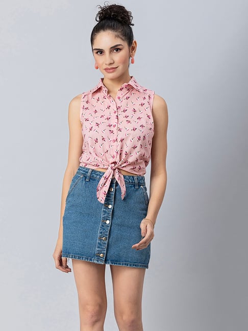 Moomaya Pink Floral Print Shirt-picture-45