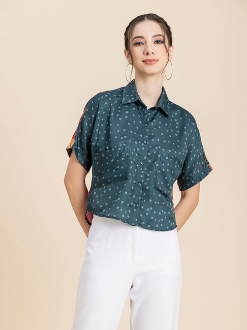 Moomaya Teal Printed Shirt-picture-27