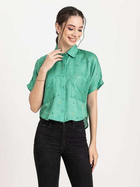Moomaya Sea Green Printed Shirt-picture-14