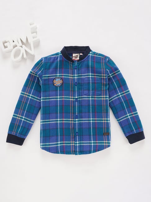 Ed-a-Mamma Boys Royal Blue Checks Full Sleeves Shirt-picture-45