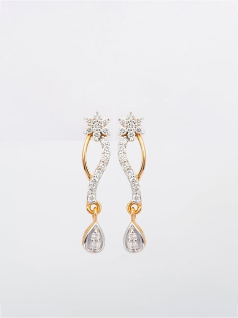 Pear Shaped Diamond Cluster Drop Earrings 14K Yellow Gold