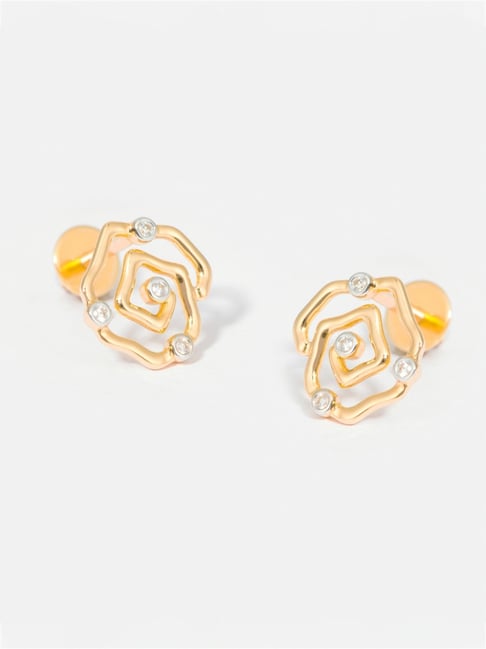 P.N.Gadgil Jewellers 14k Yellow Gold Romantic Rose Radiance Diamond Stud Earrings